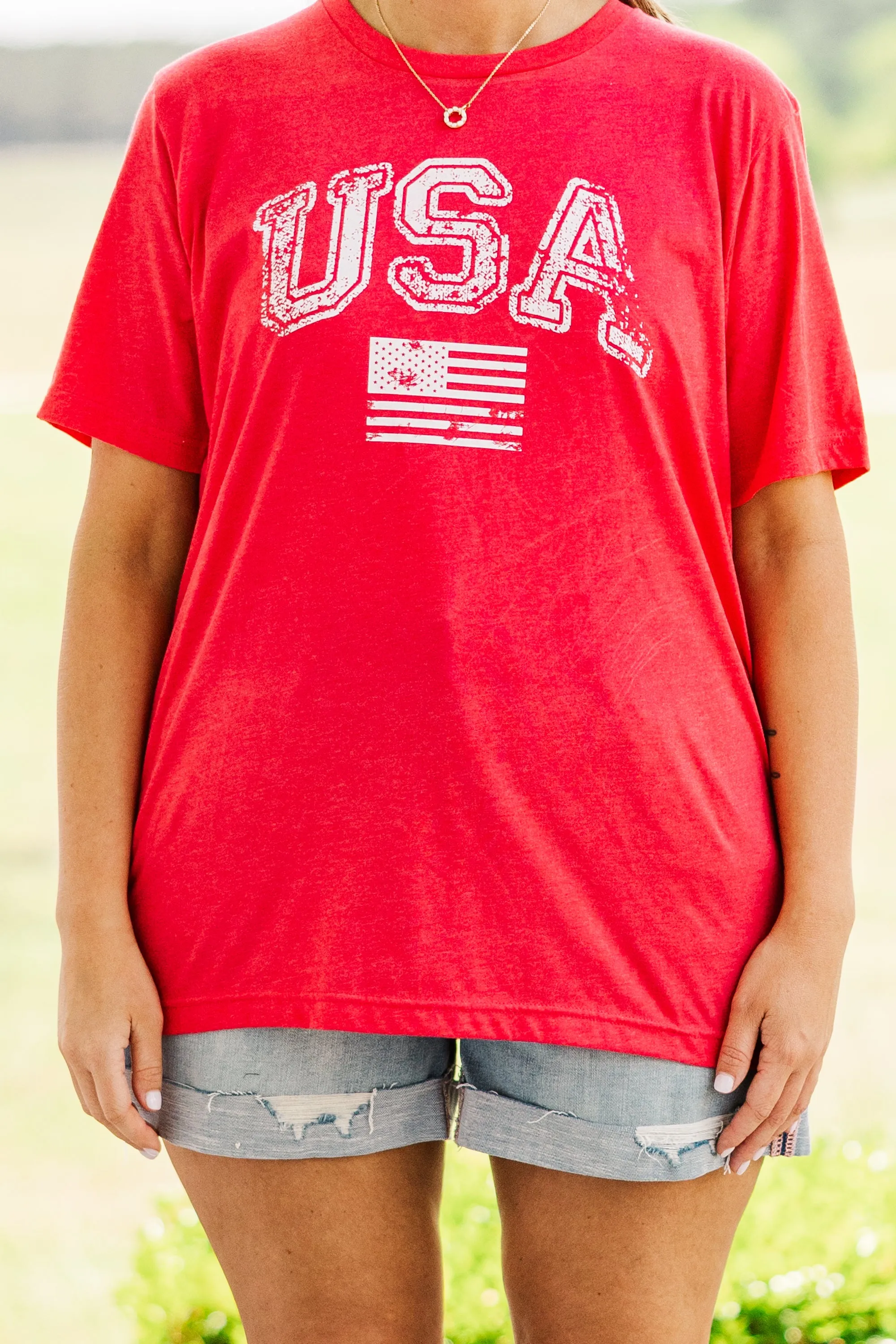 Classic American Tee, Heather Red