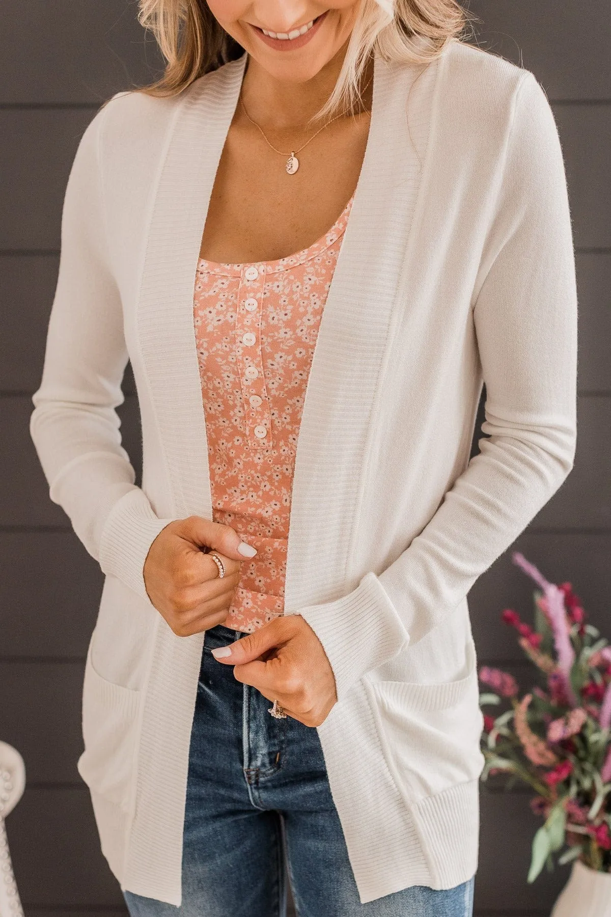 Comfortable With Myself Knit Cardigan- Off-White