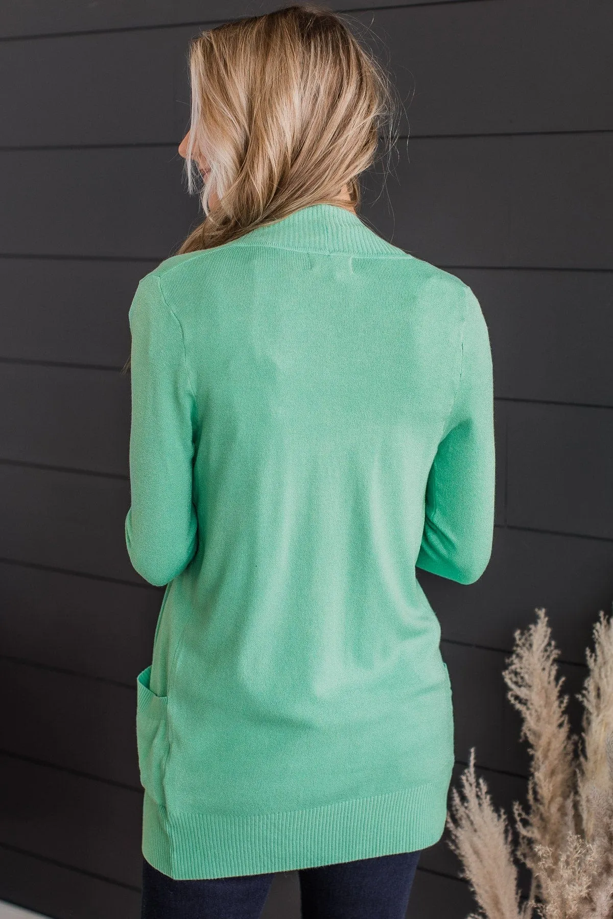 Comfortable With Myself Knit Cardigan- Seafoam Green