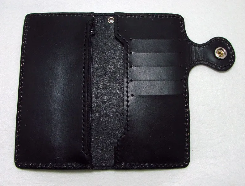 Cow leather wallet style biker with old school carp