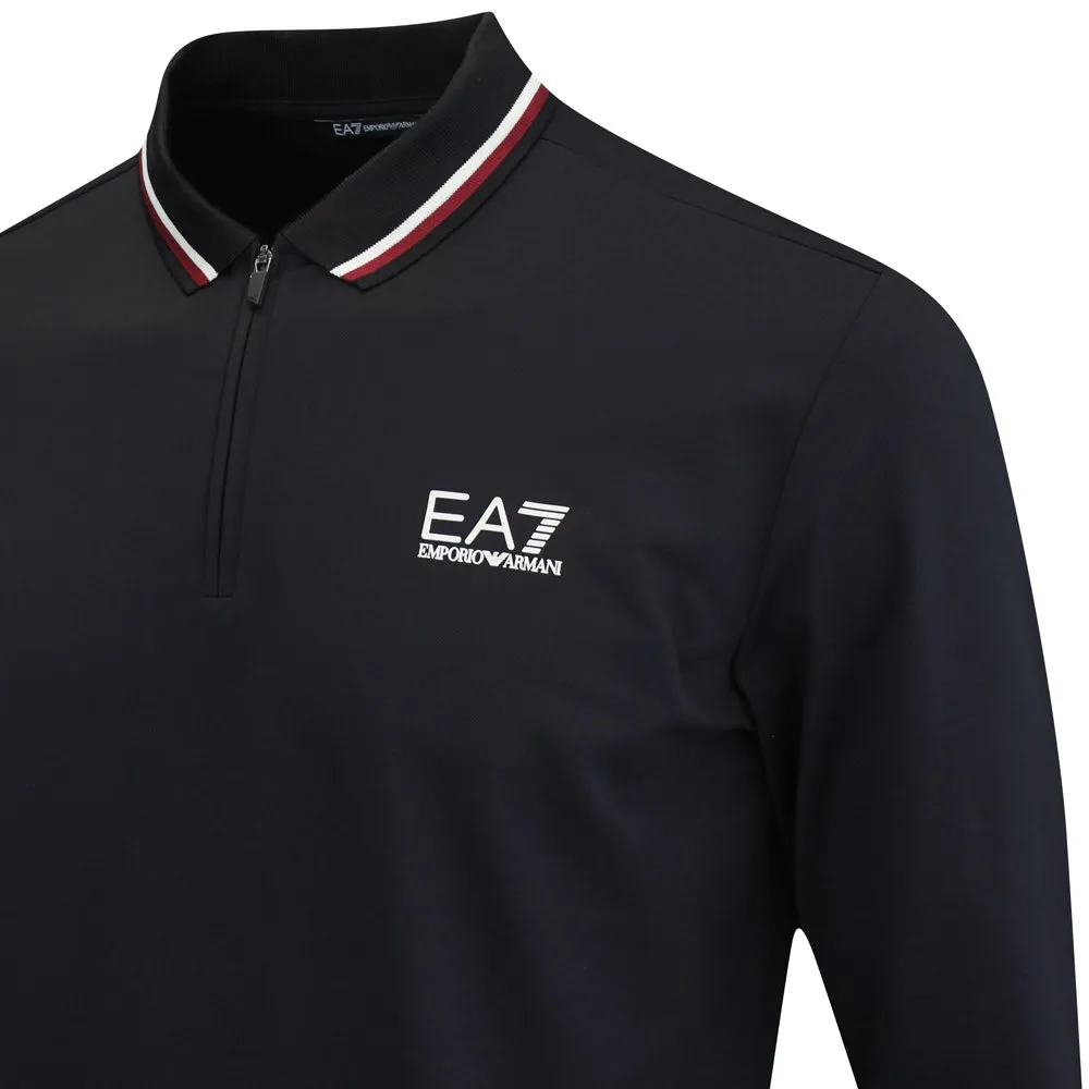 EA7 Golf Shirt - Pro Long Sleeve QZ Polo - Black AW24