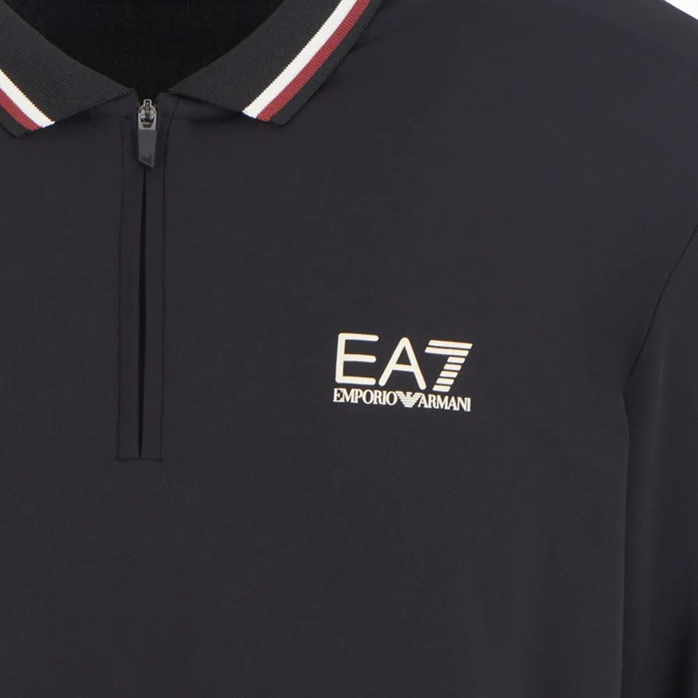 EA7 Golf Shirt - Pro Long Sleeve QZ Polo - Black AW24