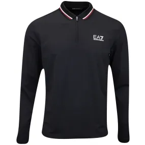 EA7 Golf Shirt - Pro Long Sleeve QZ Polo - Black AW24