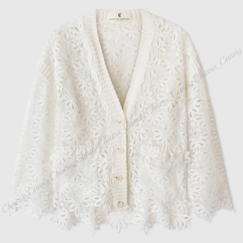 ERMANNO SCERVINO  |Casual Style Long Sleeves Plain Party Style Lace