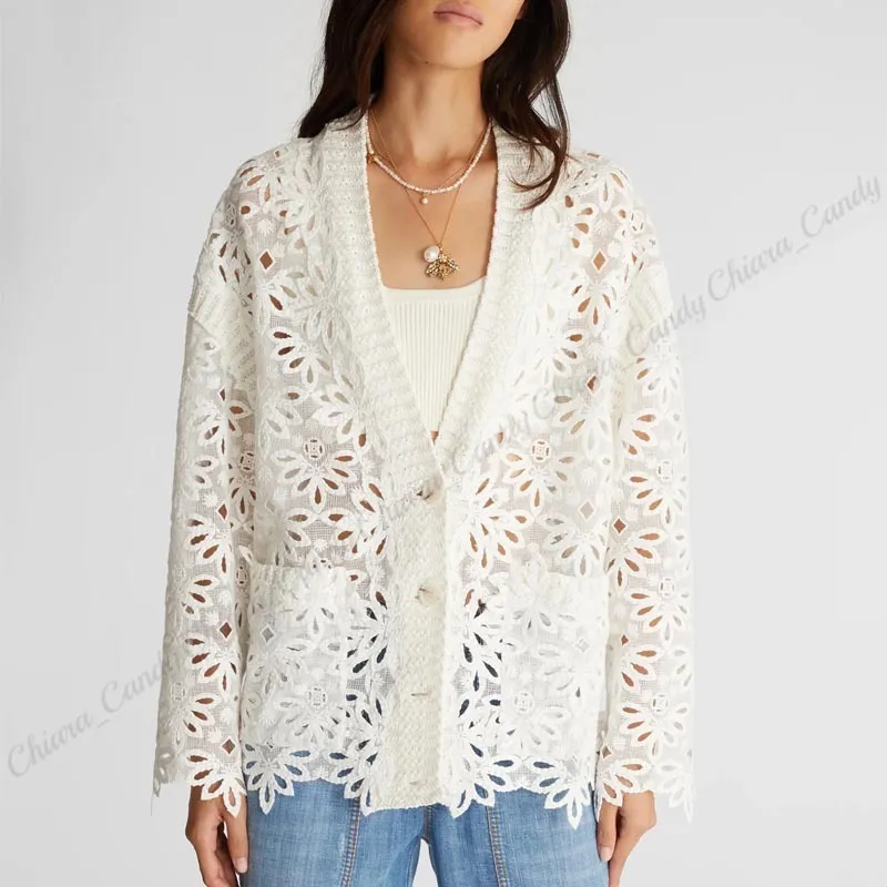 ERMANNO SCERVINO  |Casual Style Long Sleeves Plain Party Style Lace