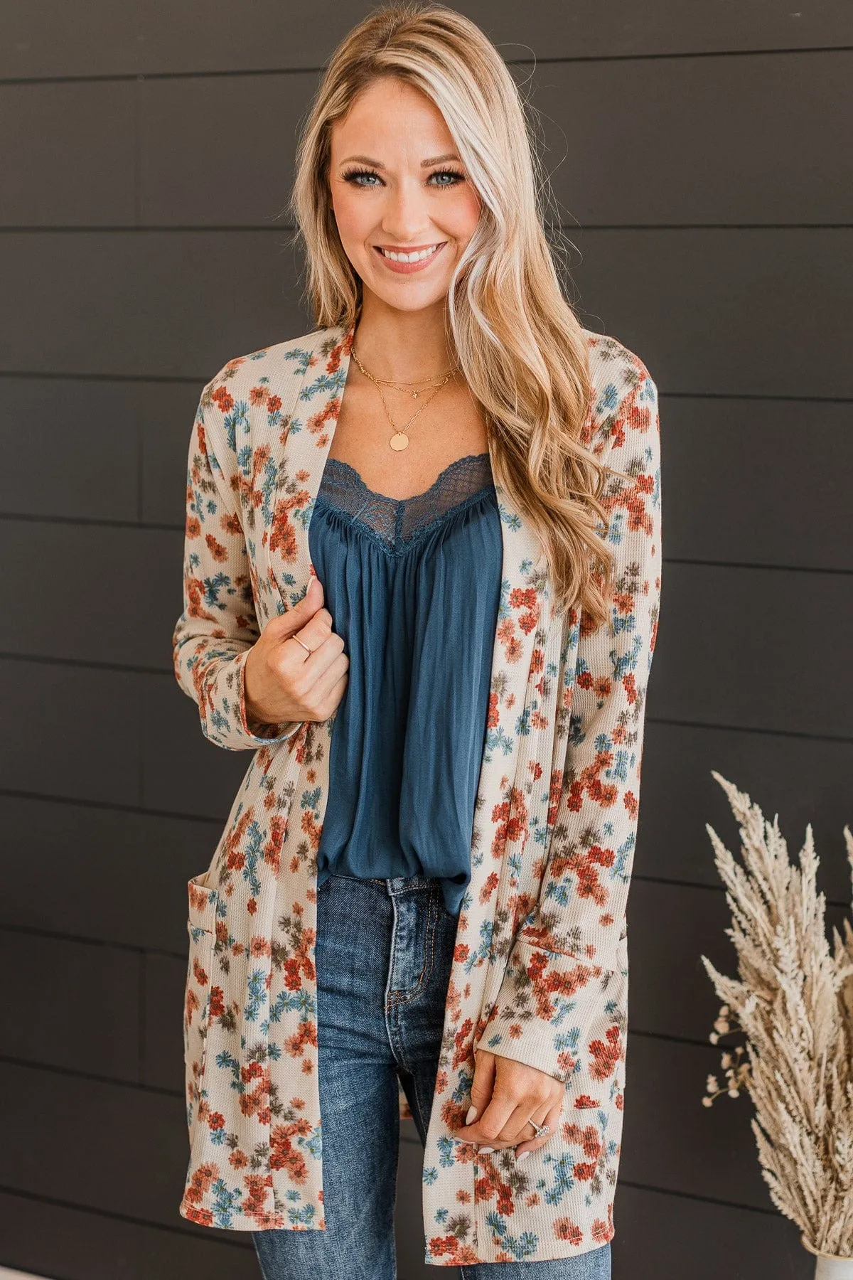 Fate Would Have It Floral Cardigan- Natural