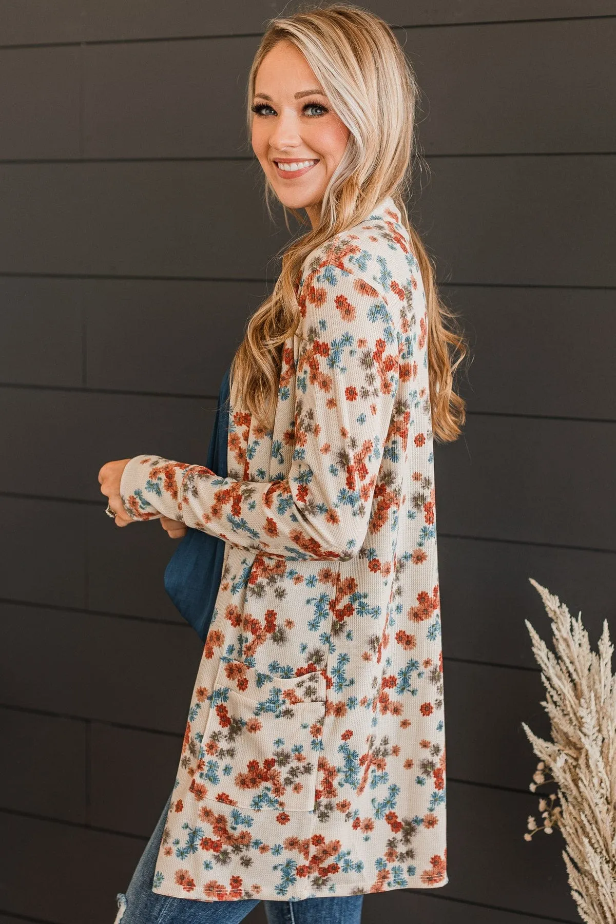 Fate Would Have It Floral Cardigan- Natural