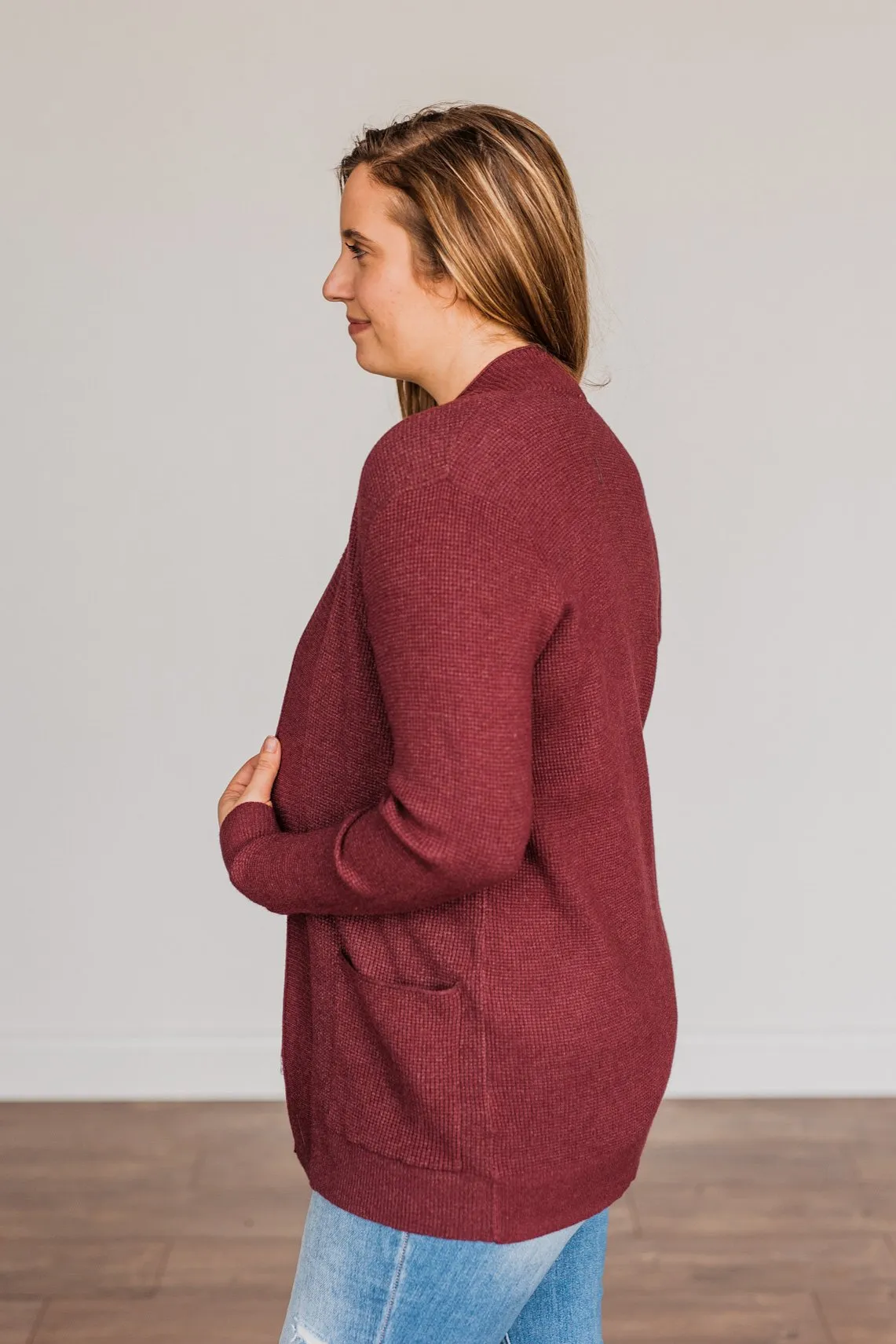 Feeling The Love Knit Cardigan- Burgundy