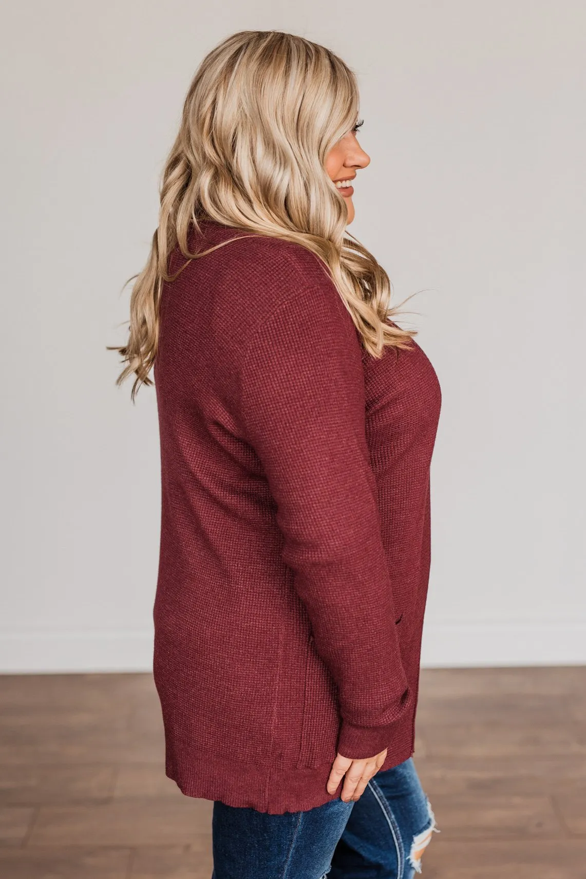 Feeling The Love Knit Cardigan- Burgundy