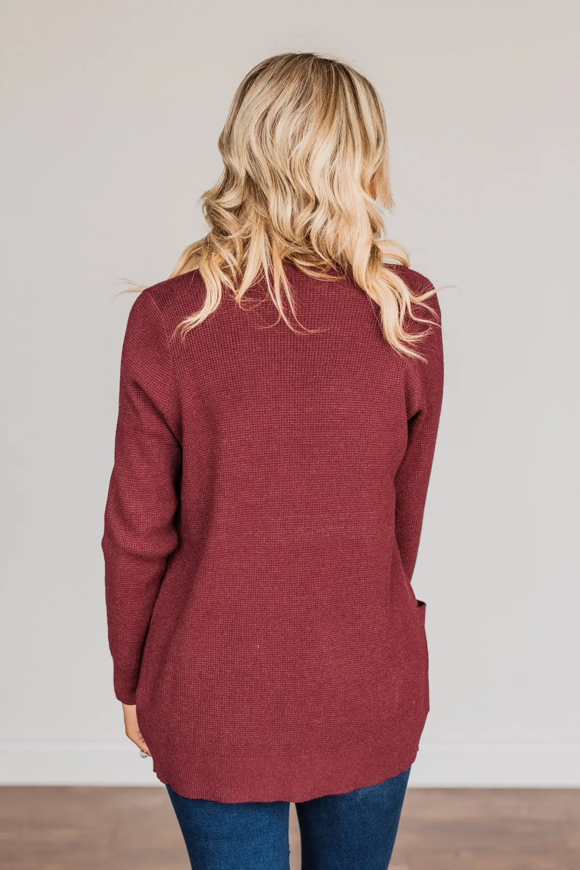 Feeling The Love Knit Cardigan- Burgundy