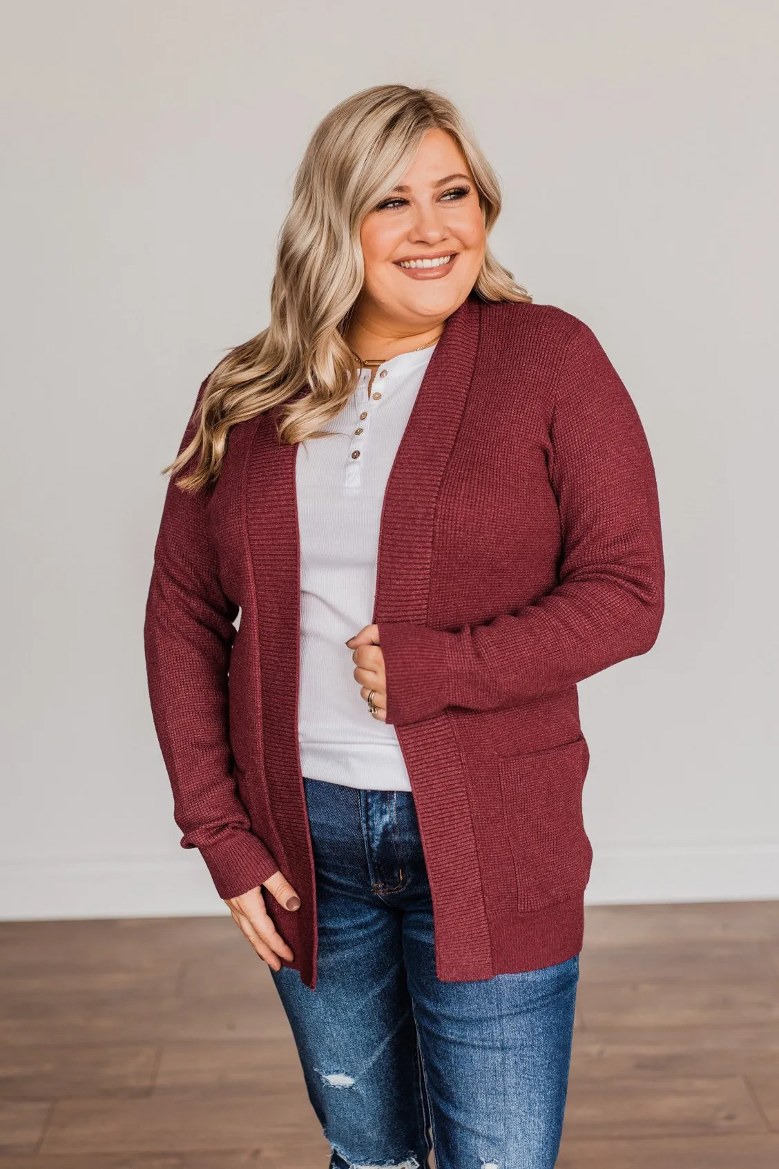 Feeling The Love Knit Cardigan- Burgundy