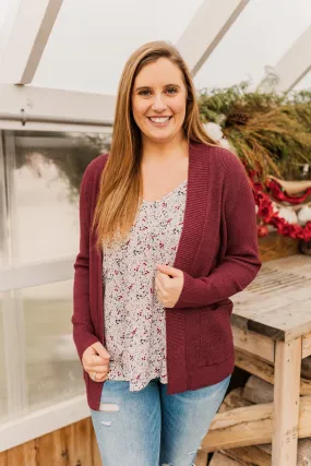 Feeling The Love Knit Cardigan- Burgundy