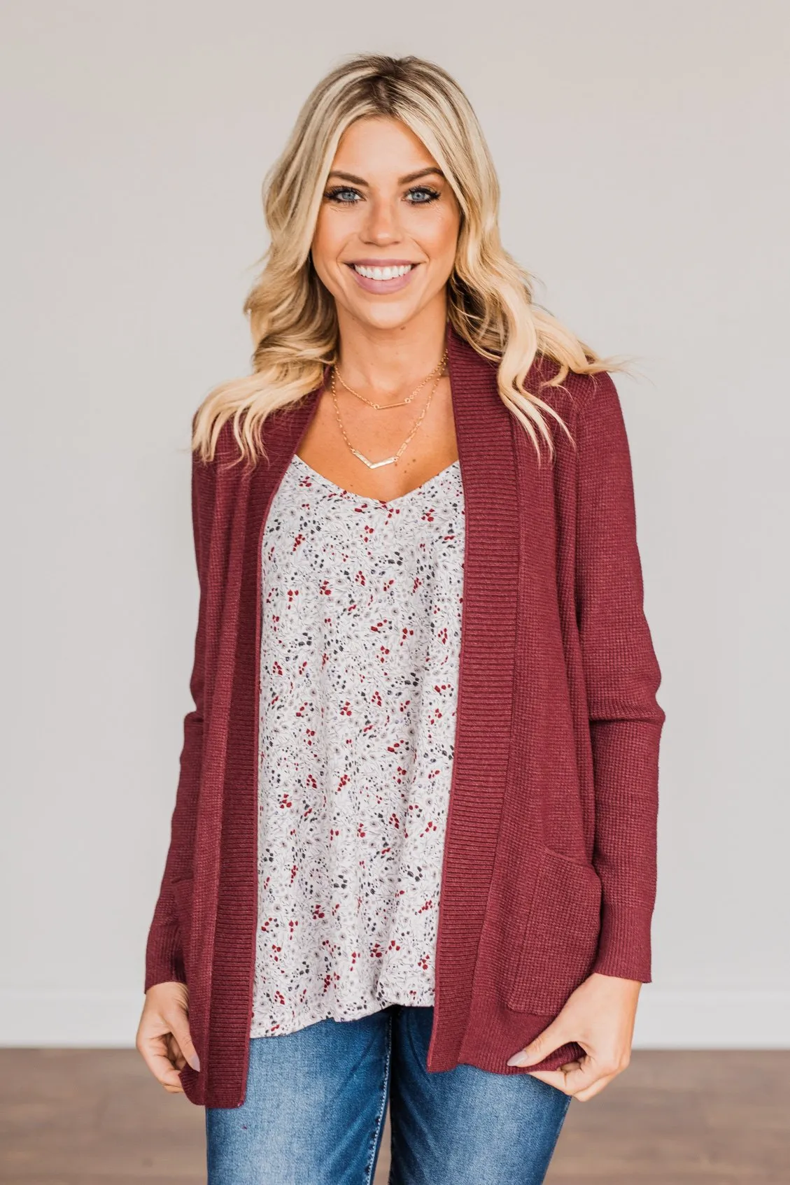 Feeling The Love Knit Cardigan- Burgundy