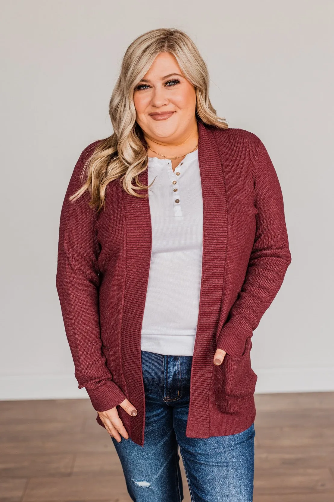 Feeling The Love Knit Cardigan- Burgundy