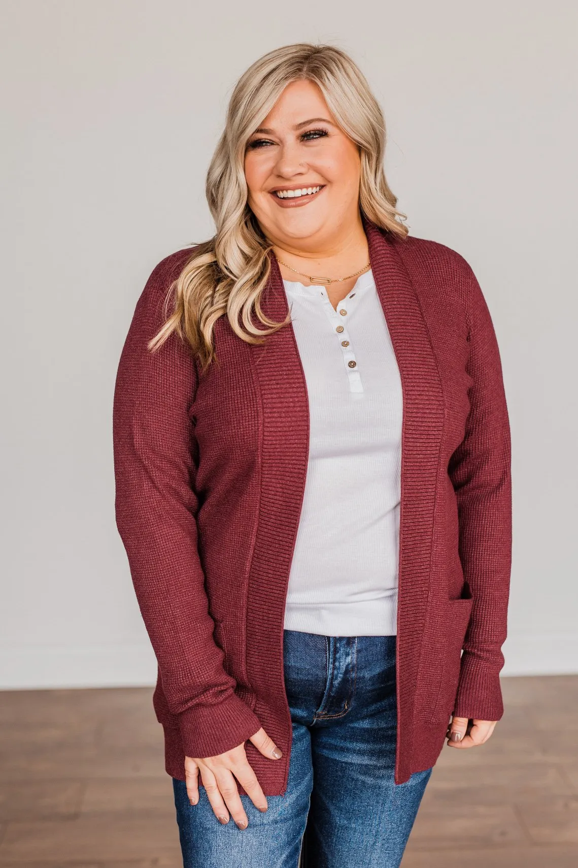 Feeling The Love Knit Cardigan- Burgundy