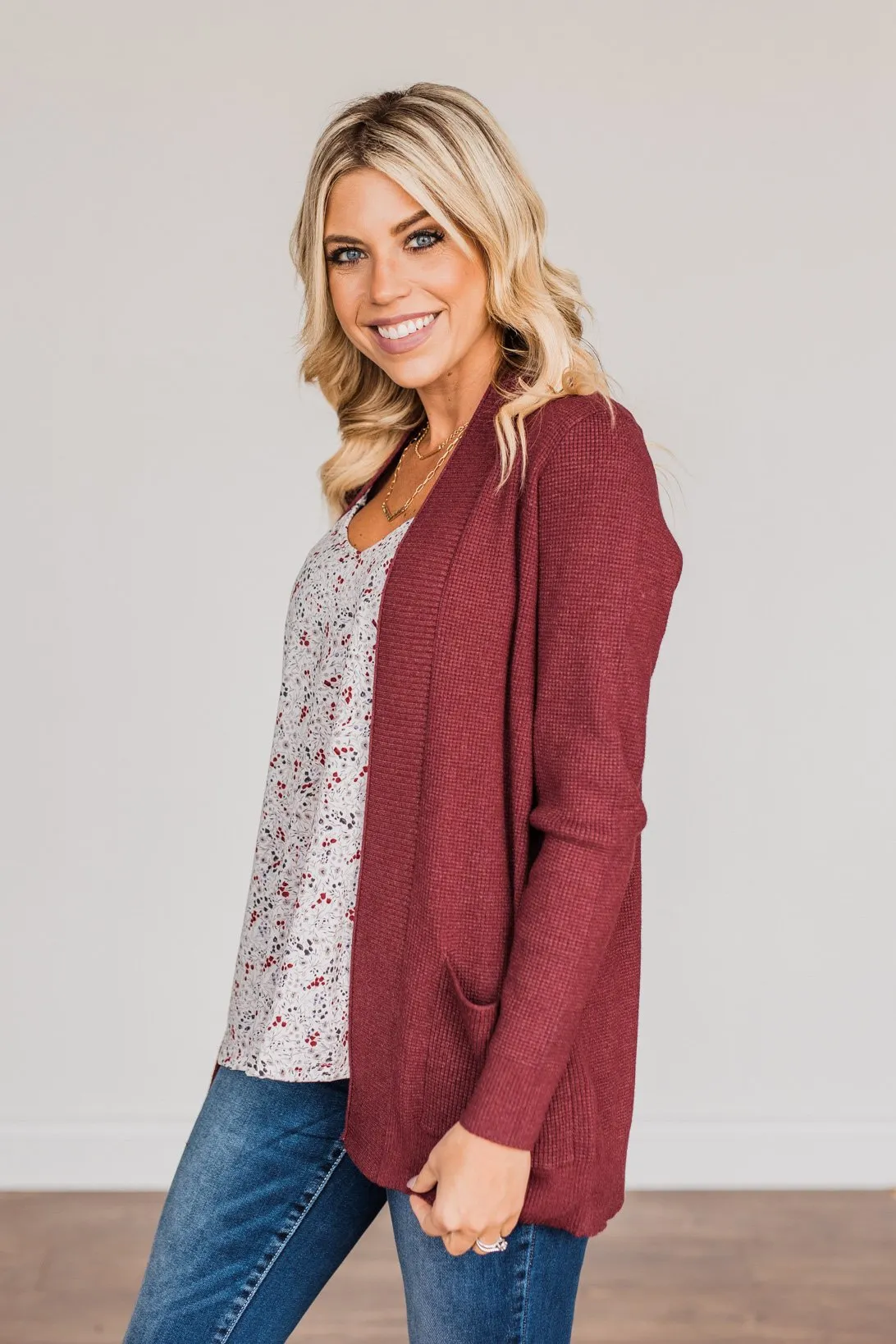 Feeling The Love Knit Cardigan- Burgundy