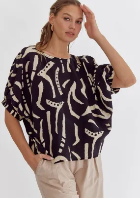 FINAL SALE - Black & Beige Printed Top