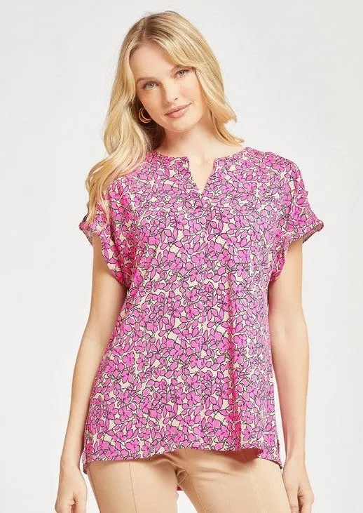 FINAL SALE - Layla Wrinkle Free Relaxed Fit Floral Top