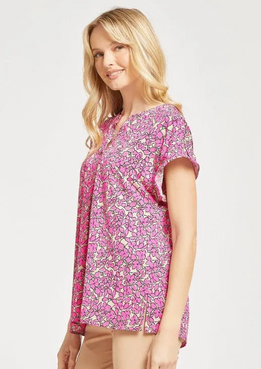 FINAL SALE - Layla Wrinkle Free Relaxed Fit Floral Top