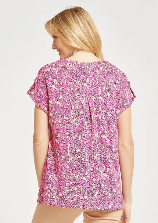 FINAL SALE - Layla Wrinkle Free Relaxed Fit Floral Top