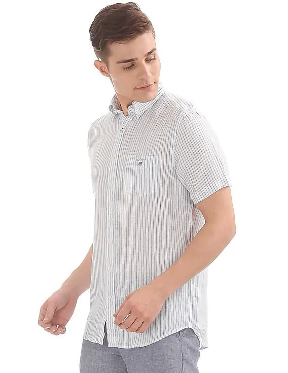 Gant The Linen Pinstripe Regular Short Sleeve Button Down Shirt