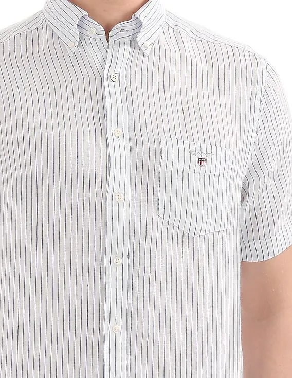 Gant The Linen Pinstripe Regular Short Sleeve Button Down Shirt