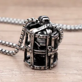 Gothic Cage Skull Pendant Necklace