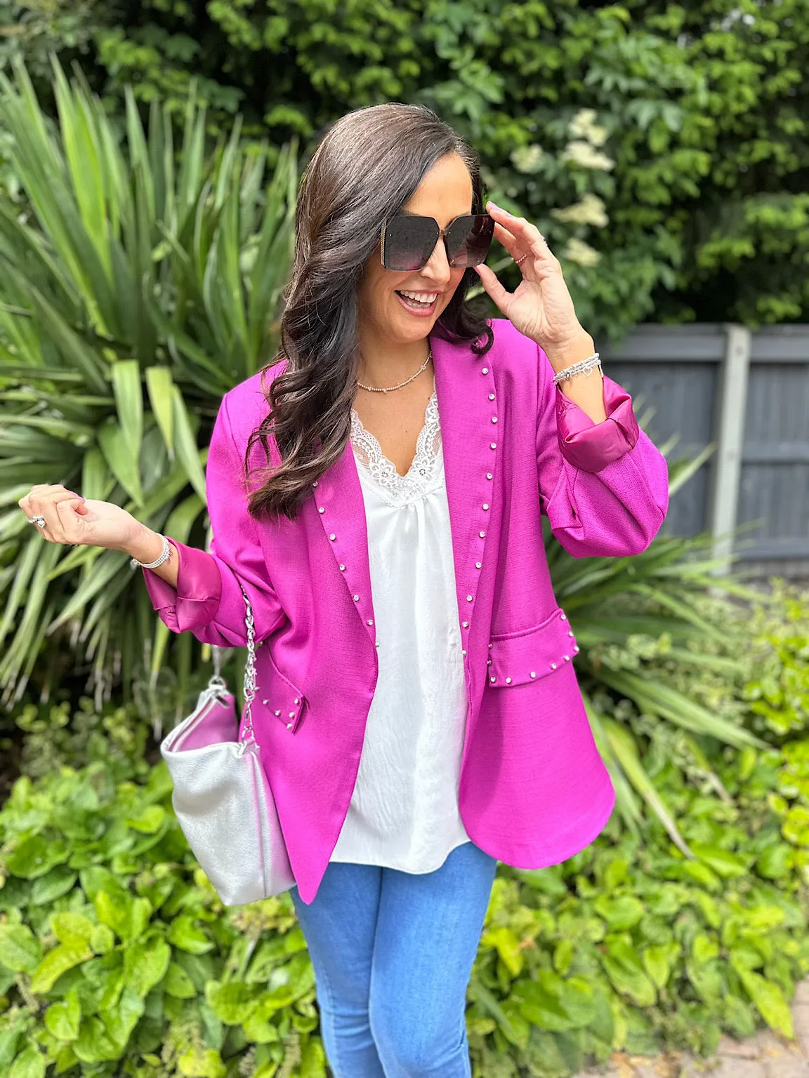 Grape Diamante Studded Blazer Becky