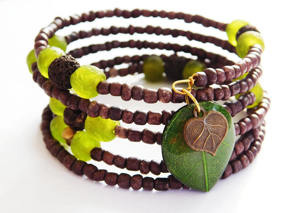 Green Bracelet for Women Ethnic Jewelry Beaded Fall Jewelry Handmade