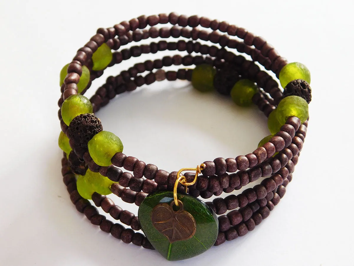 Green Bracelet for Women Ethnic Jewelry Beaded Fall Jewelry Handmade