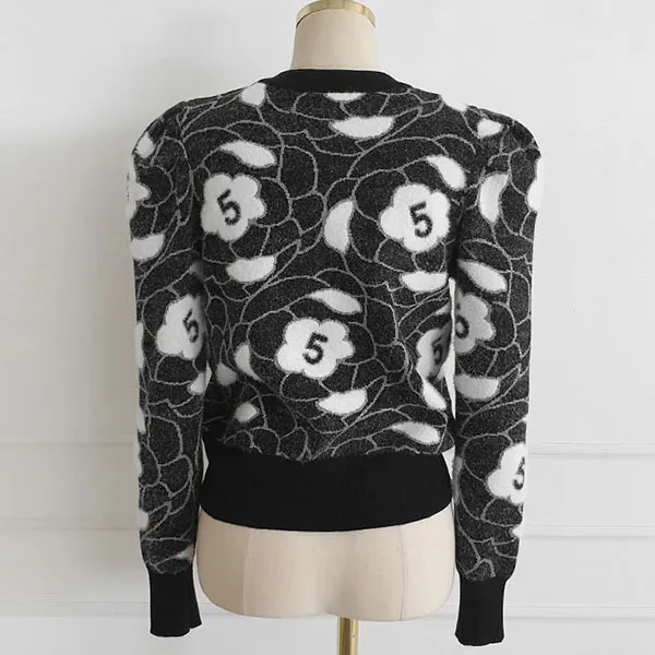 gumzzi  |Crew Neck Flower Patterns Casual Style Long Sleeves