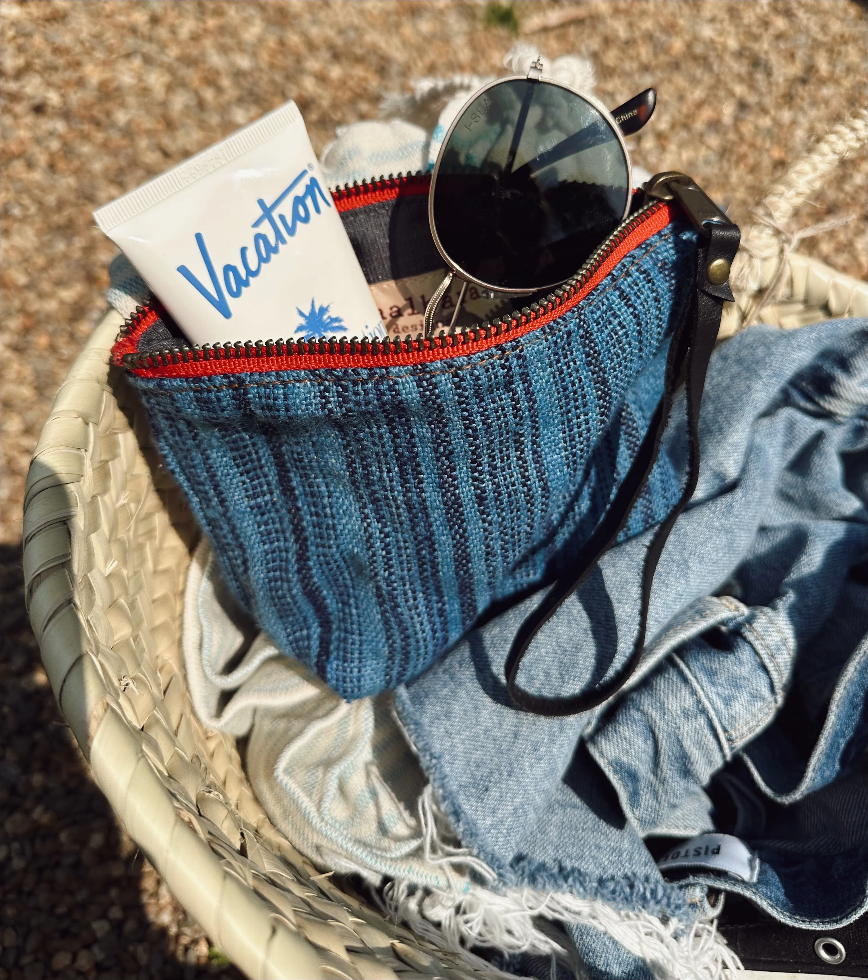 Harlow Moon in Aquinnah Blue with Black Leather Wristlet