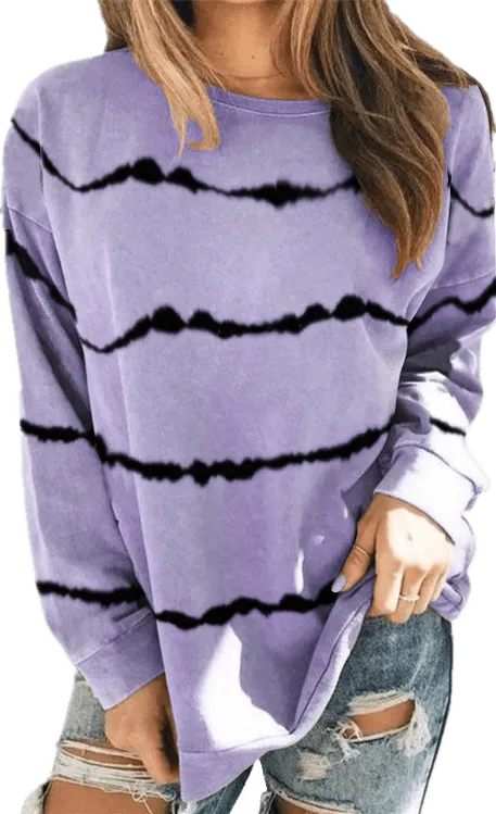 Haute Edition Tie Dye Stripe Long Sleeve Tee