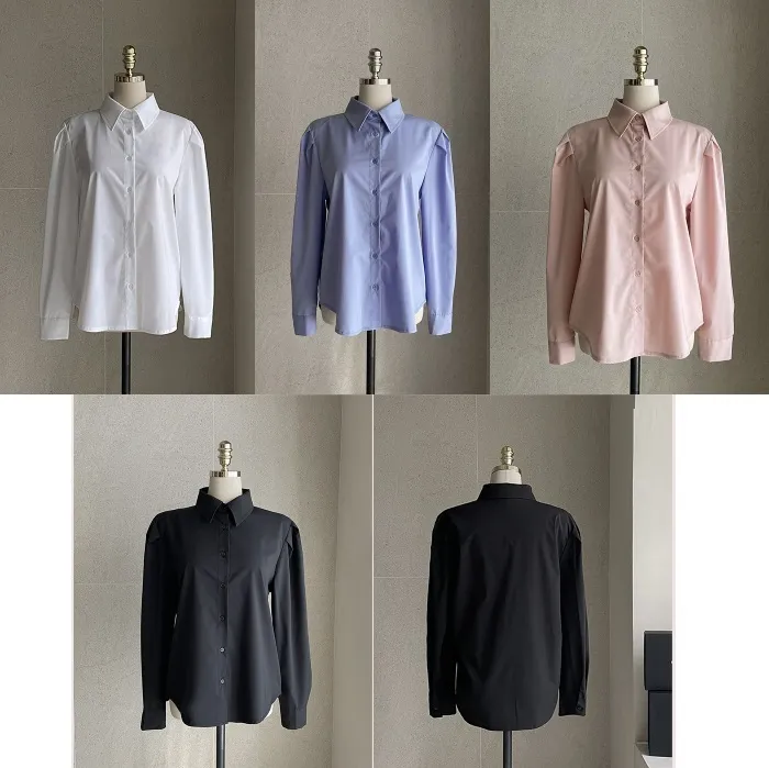 I AM MARI  |Casual Style Long Sleeves Plain Office Style Puff Sleeves