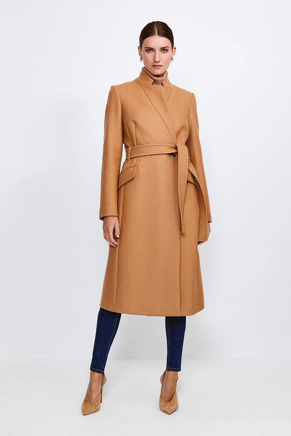 Investment Notch Neck Rivet Coat | Karen Millen