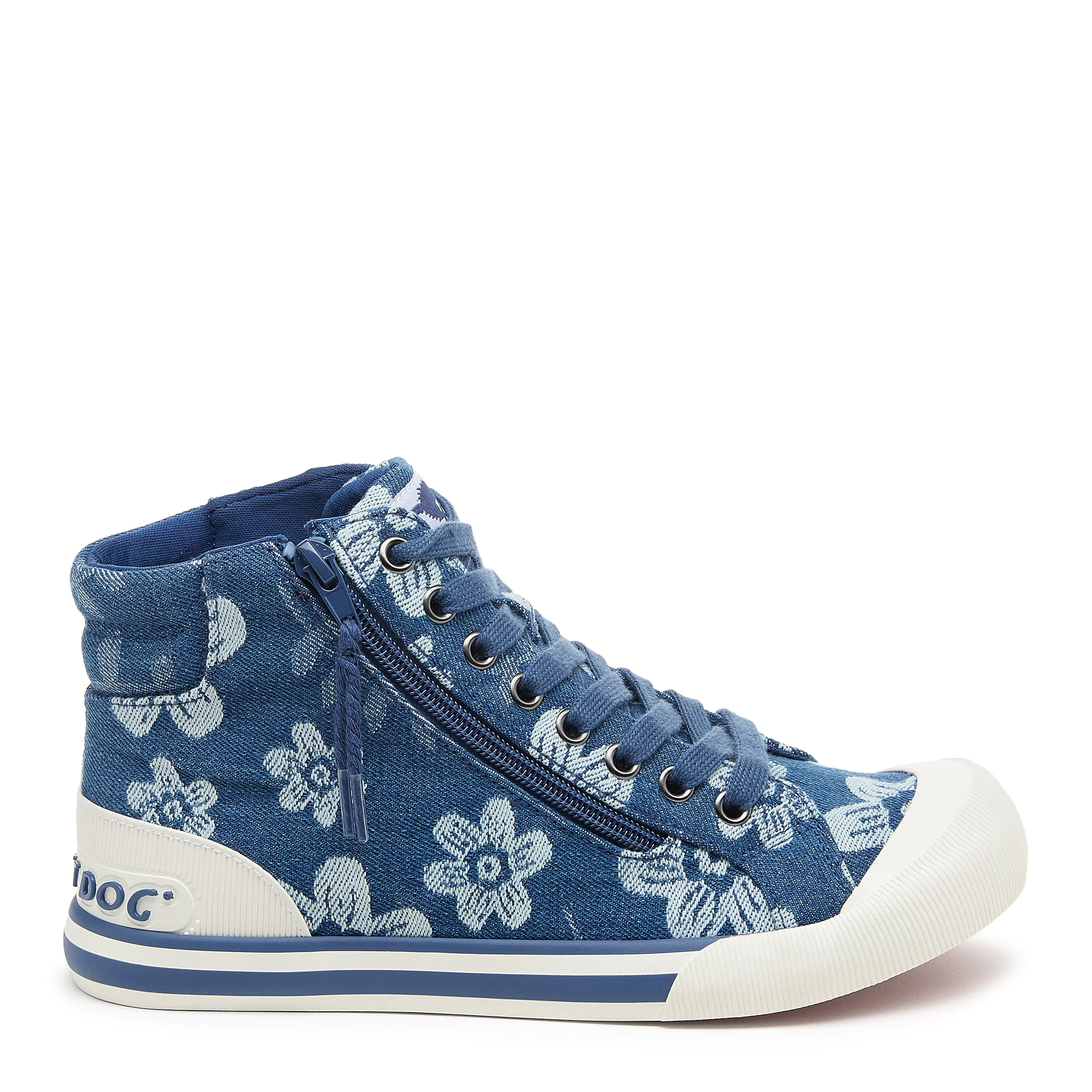 Jazzin Embroidered Floral Blue High Top Sneaker