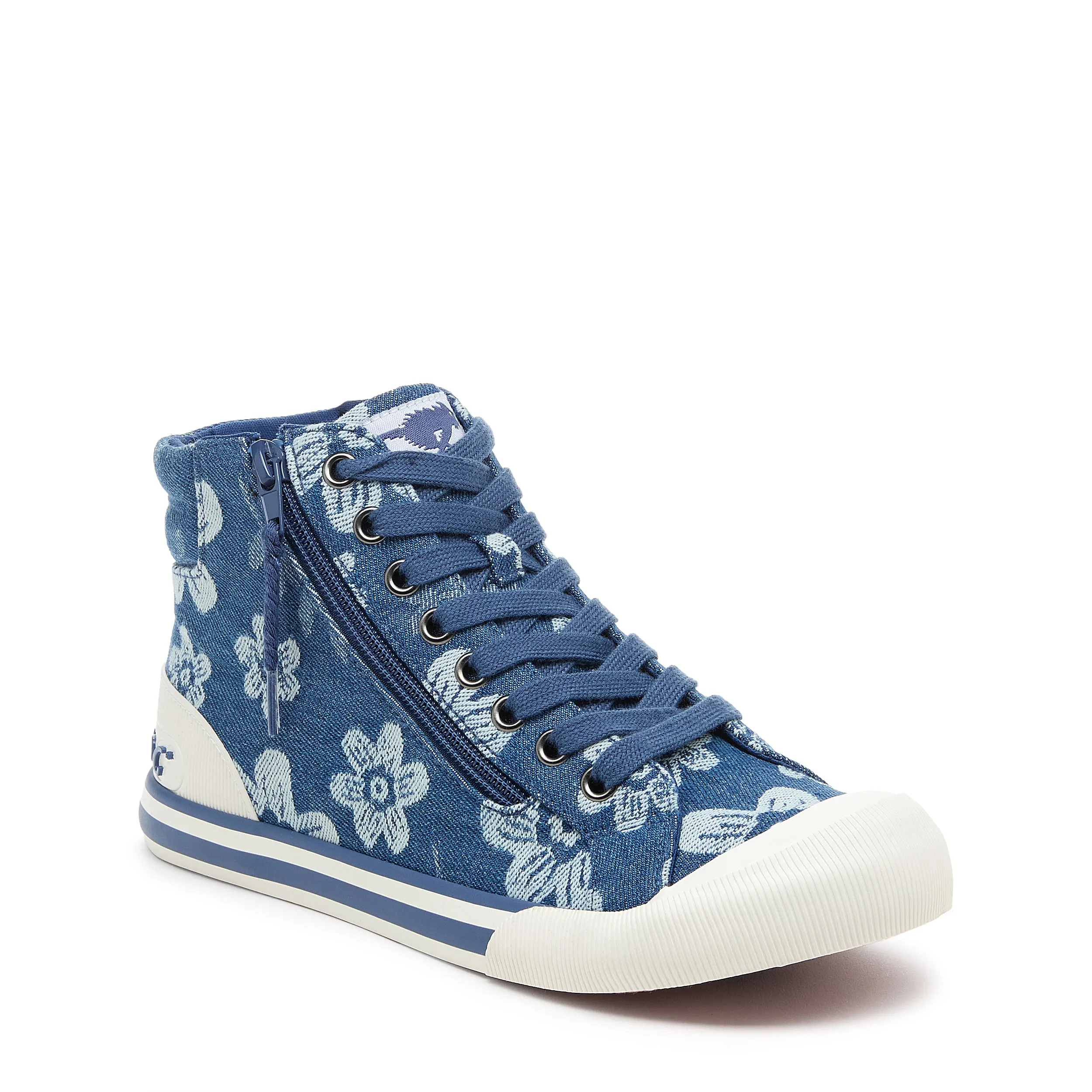 Jazzin Embroidered Floral Blue High Top Sneaker