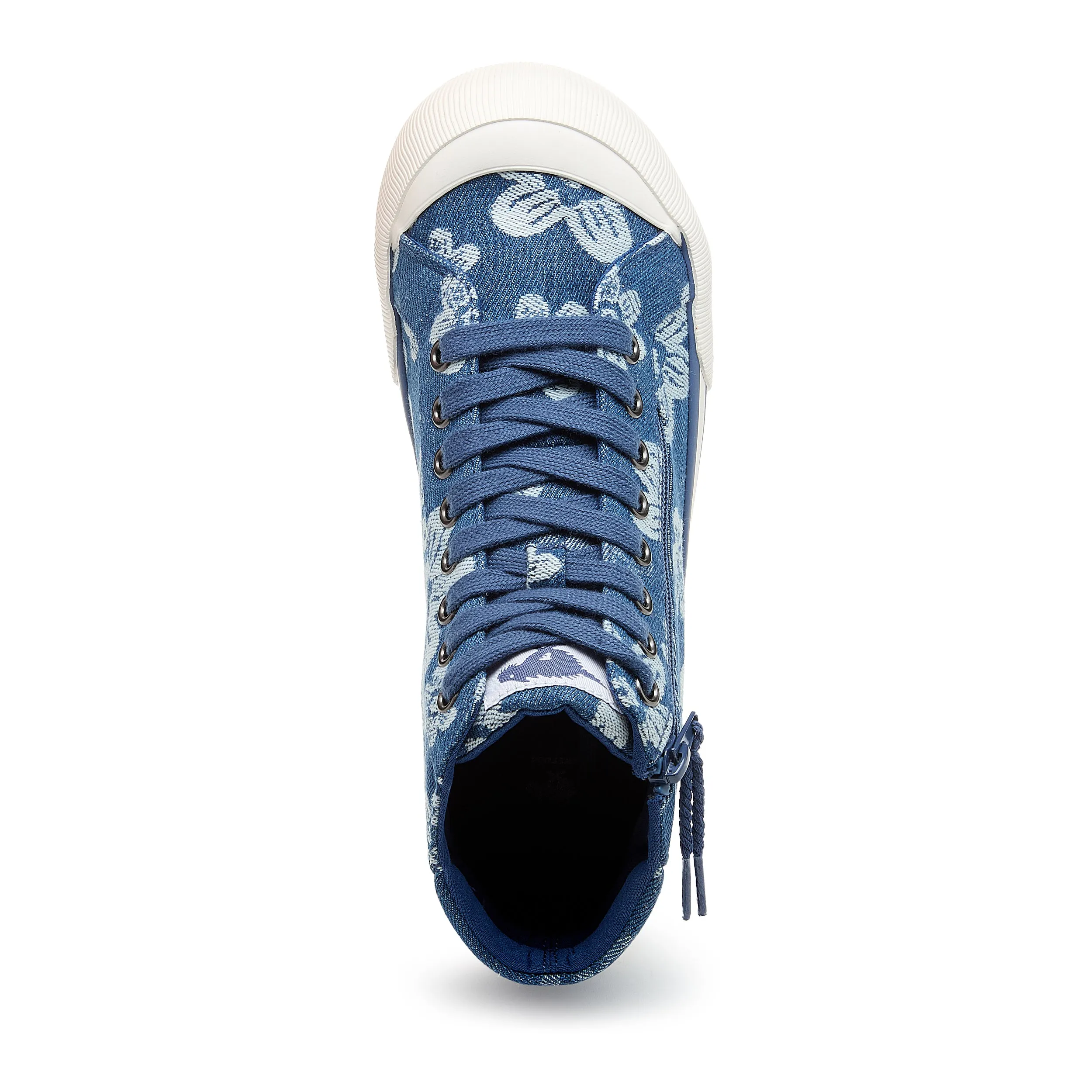 Jazzin Embroidered Floral Blue High Top Sneaker