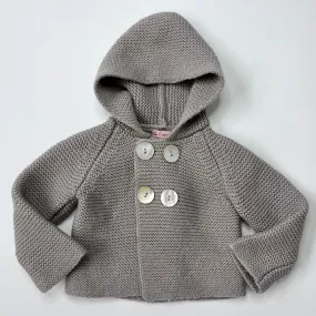 La Coqueta Grey Wool Hooded Cardigan: 3 Months