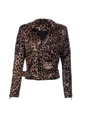 Leopard Print Moto Biker Jacket