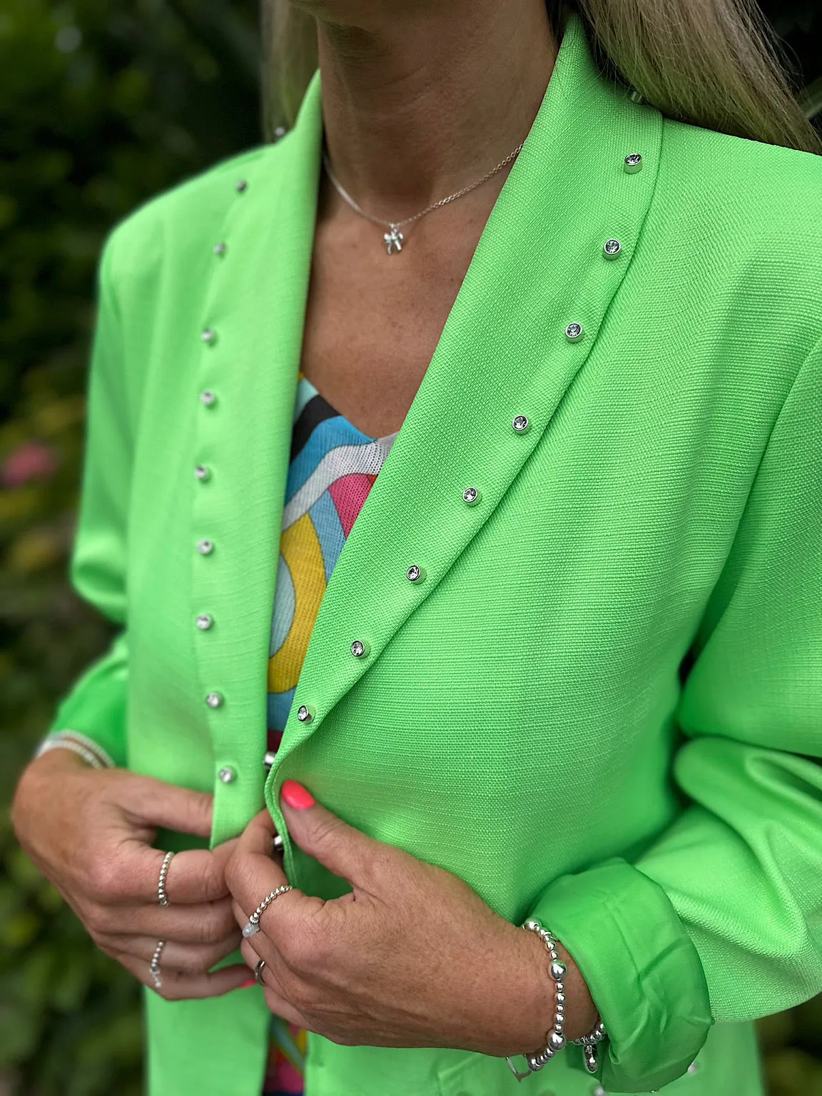 Lime Diamante Studded Blazer Becky