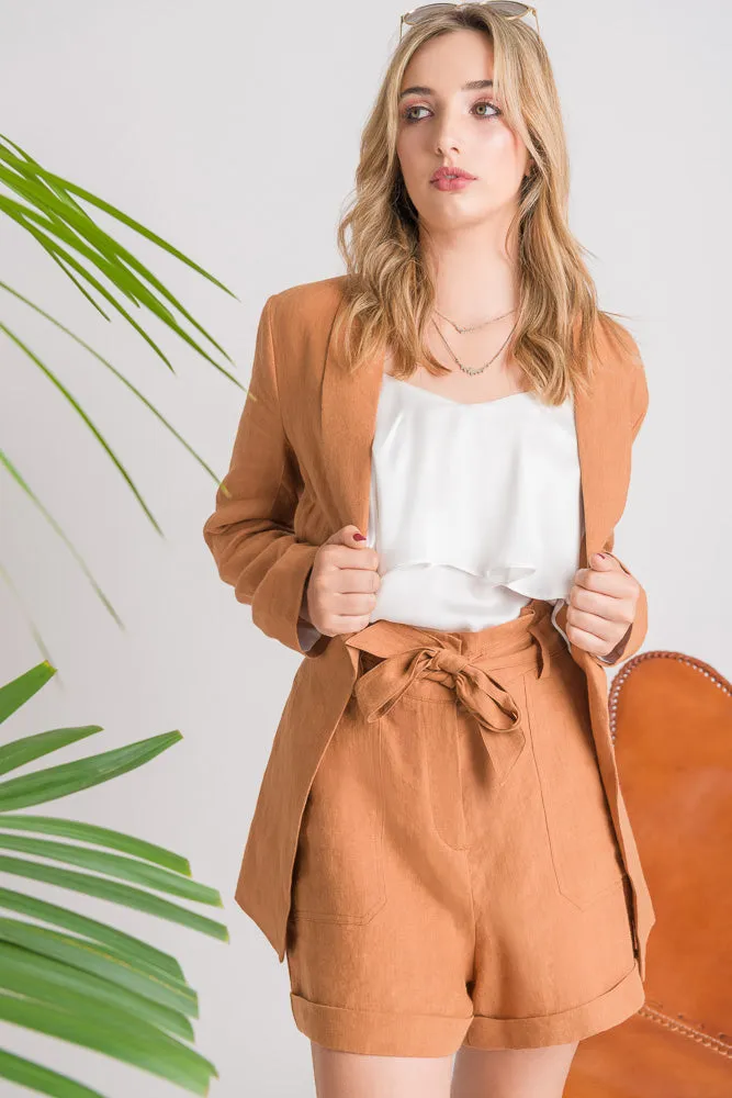 Linen Blazer - Cinnamon