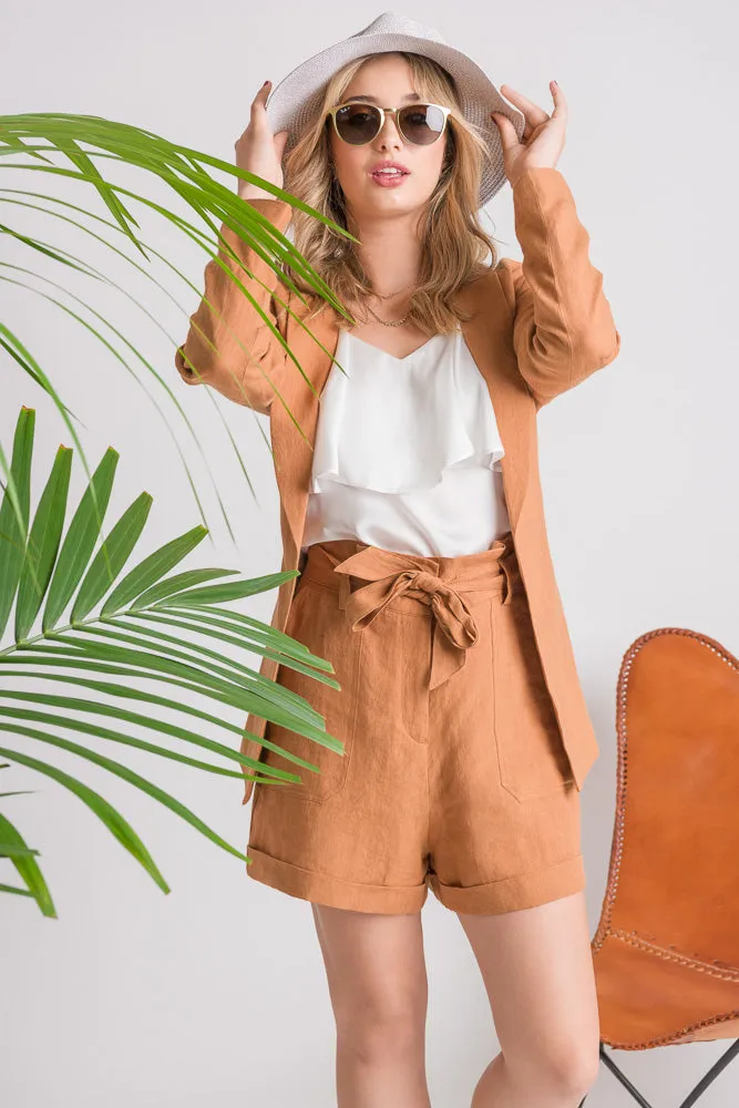 Linen Blazer - Cinnamon