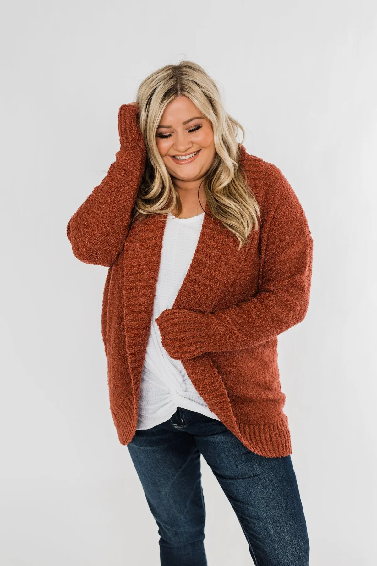 Loving My Life Thick Knit Cardigan- Rust