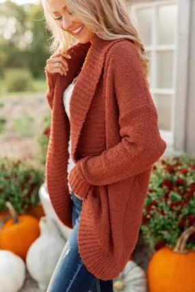 Loving My Life Thick Knit Cardigan- Rust