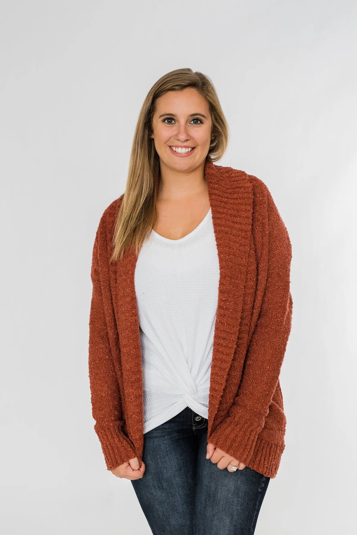 Loving My Life Thick Knit Cardigan- Rust