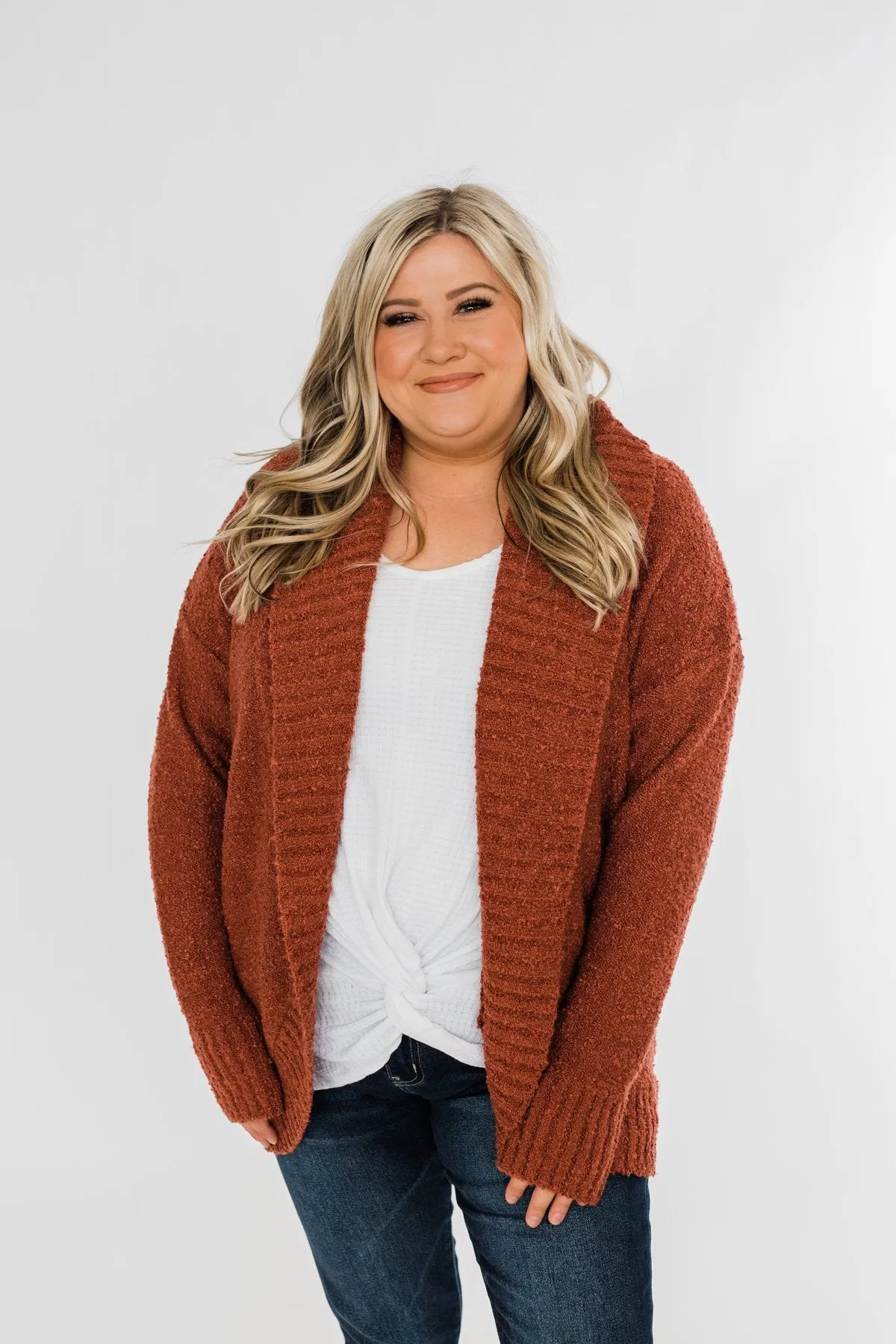 Loving My Life Thick Knit Cardigan- Rust