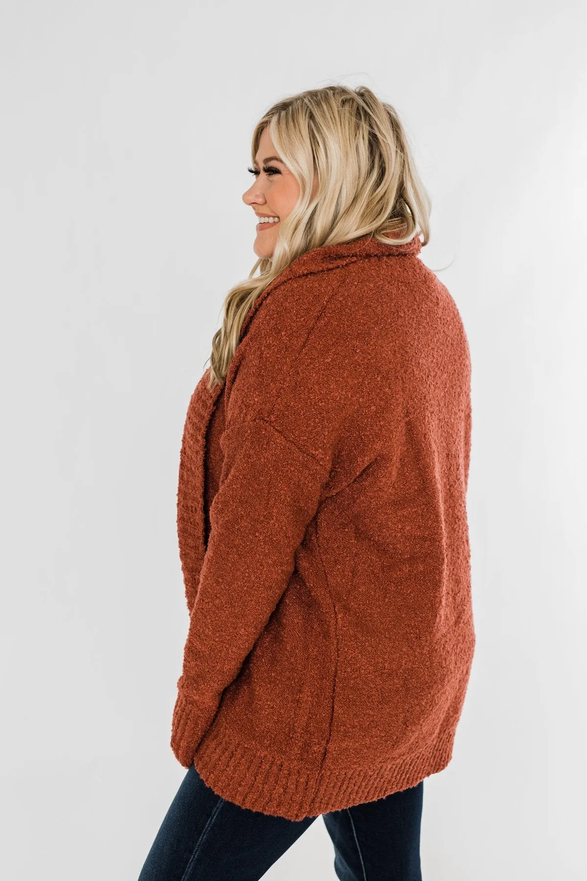 Loving My Life Thick Knit Cardigan- Rust