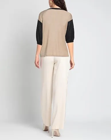 MaxMara  |Linen Short Sleeves Logo V-neck & Crew neck