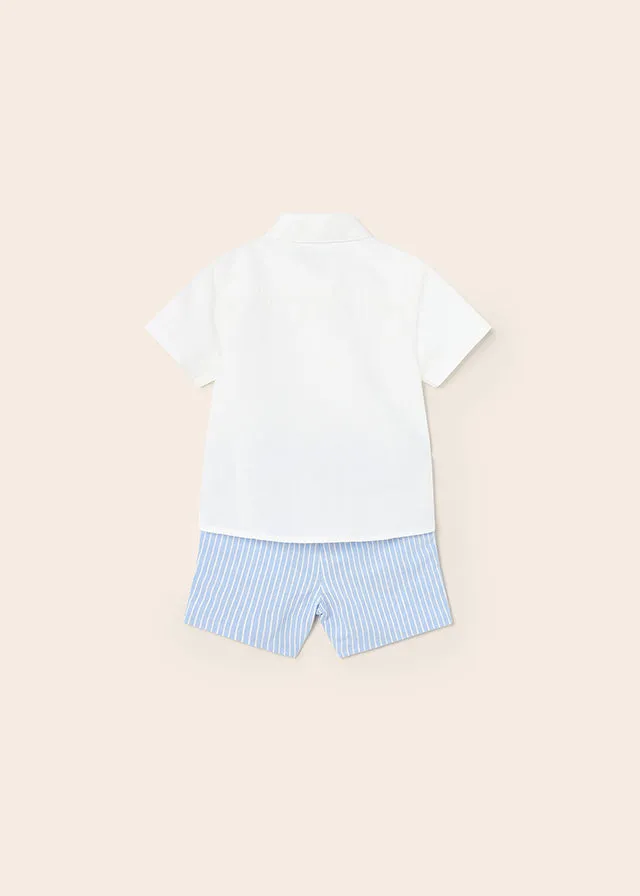 Mayoral dressy linen short set for baby boy - Lightblue